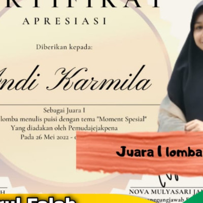 Raih Juara 1 Lomba Puisi, Alumni MA PP Nurul Falah Ini Buktikan Kualitas Sekolahnya