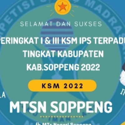 Dua Siswa MTsN Soppeng Raih juara 1 dan 3 KSM IPS Terpadu Tingkat Kabupaten Soppeng