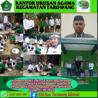 KUA Kec. Tarowang dengan Mahasiswa KKN UIN Alauddin Makassar Kolaborasi Program Kerja