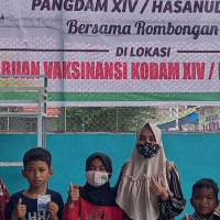 Murid MIN 7 Bone Serbu Vaksinasi TNI-AD
