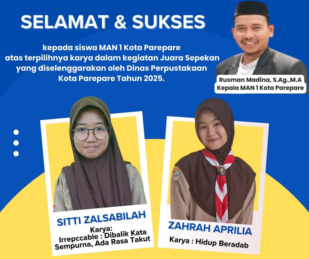 Dua Siswa MAN 1 Kota Parepare Raih Prestasi di Ajang Literasi