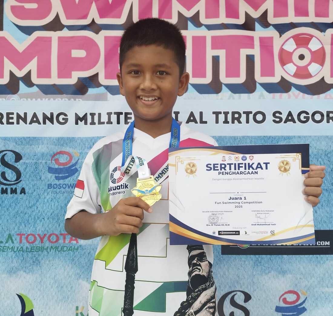 Andi Nibraas juara I lomba gaya bebas dan gaya dada
