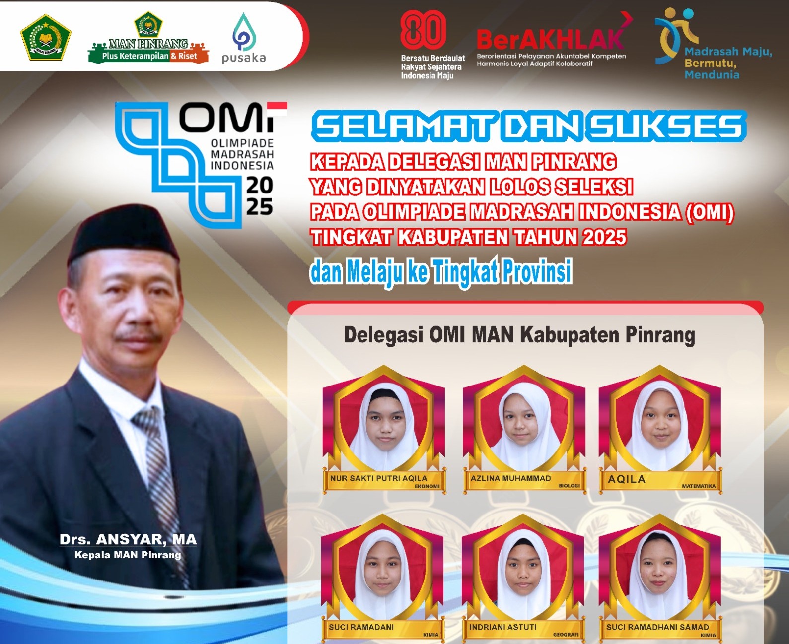 MAN Pinrang Ukir Prestasi: Enam Peserta Didik Lolos Olimpiade Madrasah Tingkat Provinsi