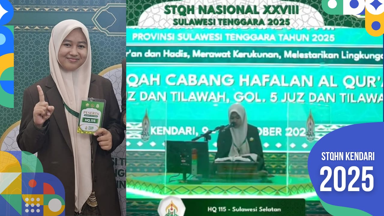 Kafilah Sulawesi Selatan Asal Pinrang, Nur Jihan Nasrang Tampil Mempesona di STQH Nasional XXVIII Kendari