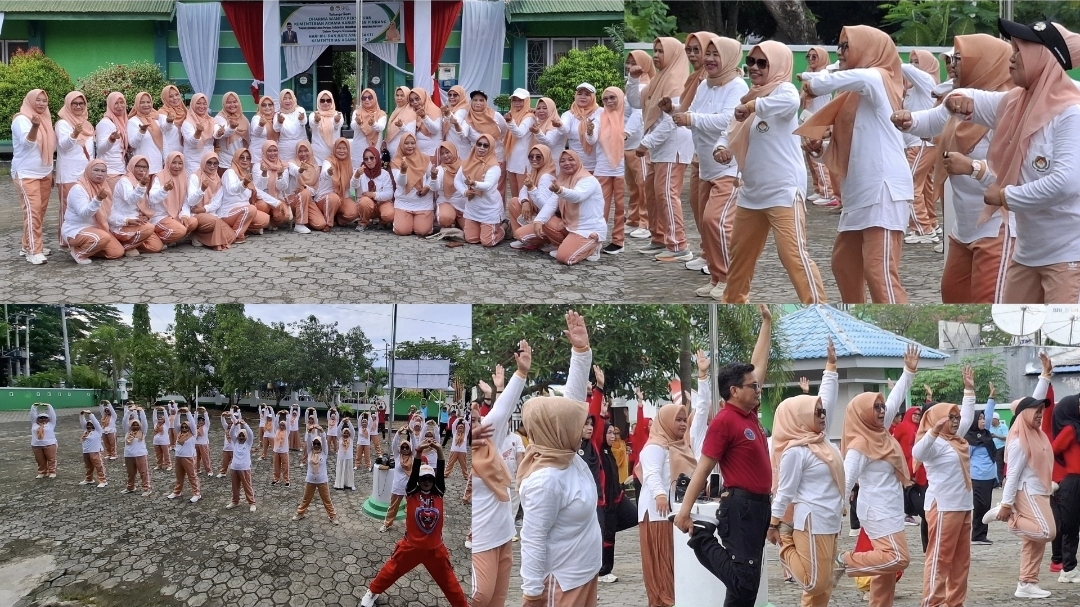 Semarak HAB Ke-80 Kemenag Pinrang, DWP Gelar Senam Jantung Sehat