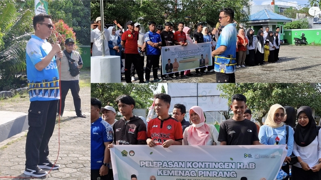 Kakan Kemenag Pinrang Lepas Kontingen Porseni HAB ke-80 Menuju Bone