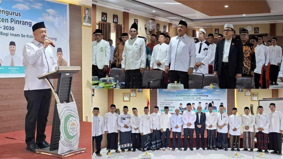 Kakanwil Kemenag Sulsel Tekankan Peran Imam Masjid Jelang Ramadhan, PD IPIM Pinrang Resmi Dilantik