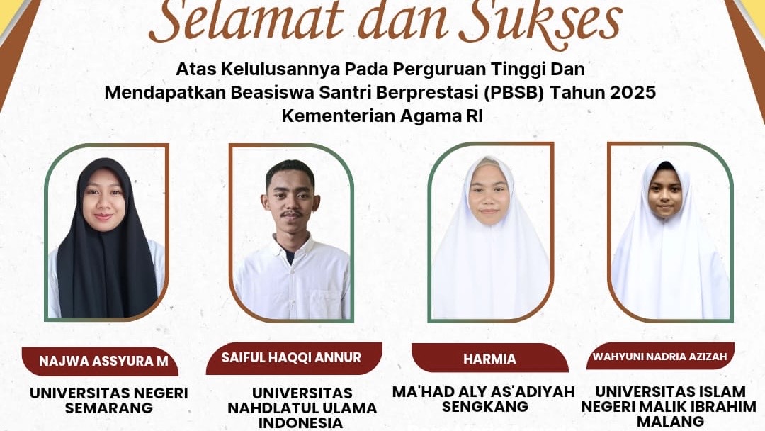 Empat Santri MA Ponpes As’adiyah Dapoko Lolos Beasiswa PBSB Kementerian Agama 2025