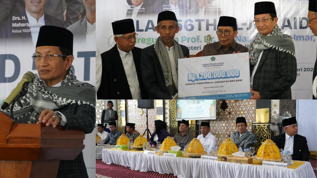 Hadiri Haul ke-56 Ponpes Al Junaidiyah Biru Bone, Menag ; Mondok Itu  investasi dunia dan akhirat