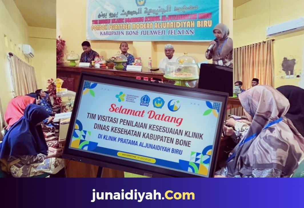 Dinas Kesehatan Kab. Bone lakukan Visitasi Penilaian Kesesuaian Klinik pada Klinik Pratama Al-Junaidiyah Biru di Ruang Rapat Pondok, Kamis, 17 Juli 2025.