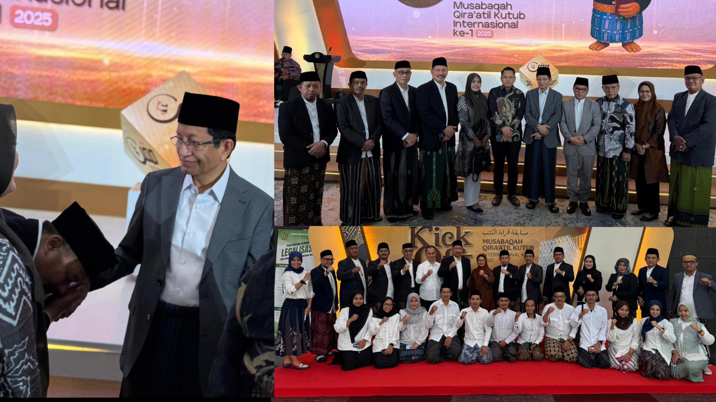 Kakanwil Kemenag Sulsel bersama Kabid PD. Pontren, Kakankemenag Wajo dan Sekda Wajo saat mengikuti Kick Off MQKI 2025 di jakarta