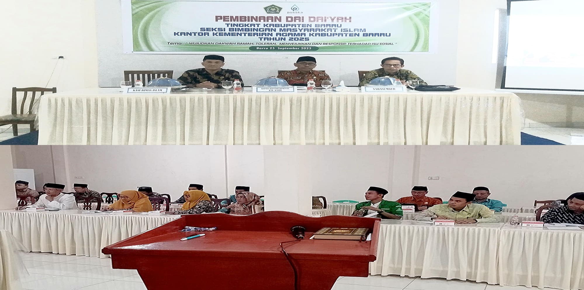 Kantor Kementerian Agama (Kemenag) Kabupaten Barru melalui Seksi Bimbingan Masyarakat (Bimas) Islam menyelenggarakan Pembinaan Dai dan Daiyah Tingkat Kabupaten Barru di RM Surya, Rabu (25/9)