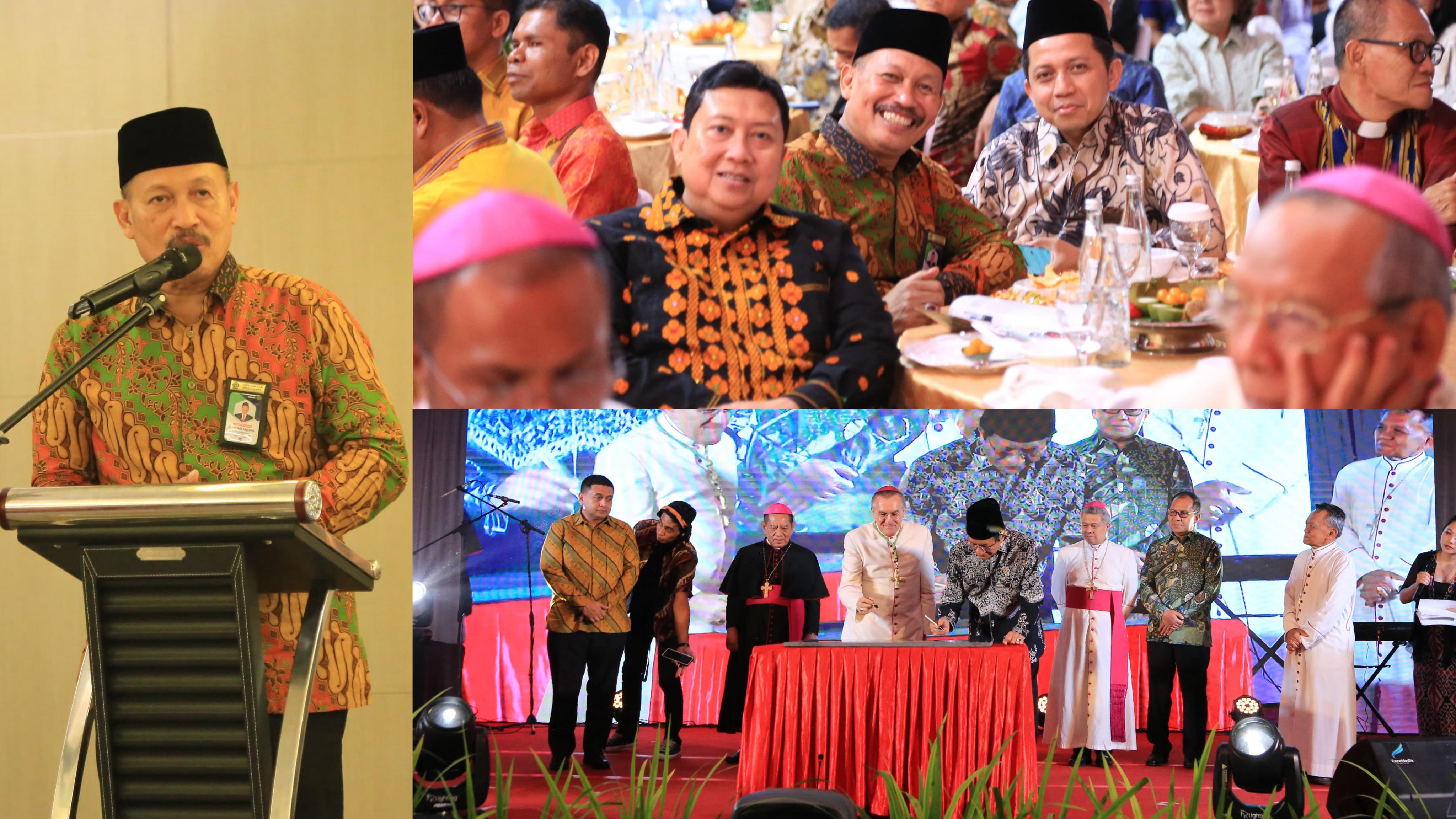 Kakaneil Kemenag Sulsel H. Ali Yafid Mendampingi Menag RI saat Peresmian Gereja Katedral Makassar