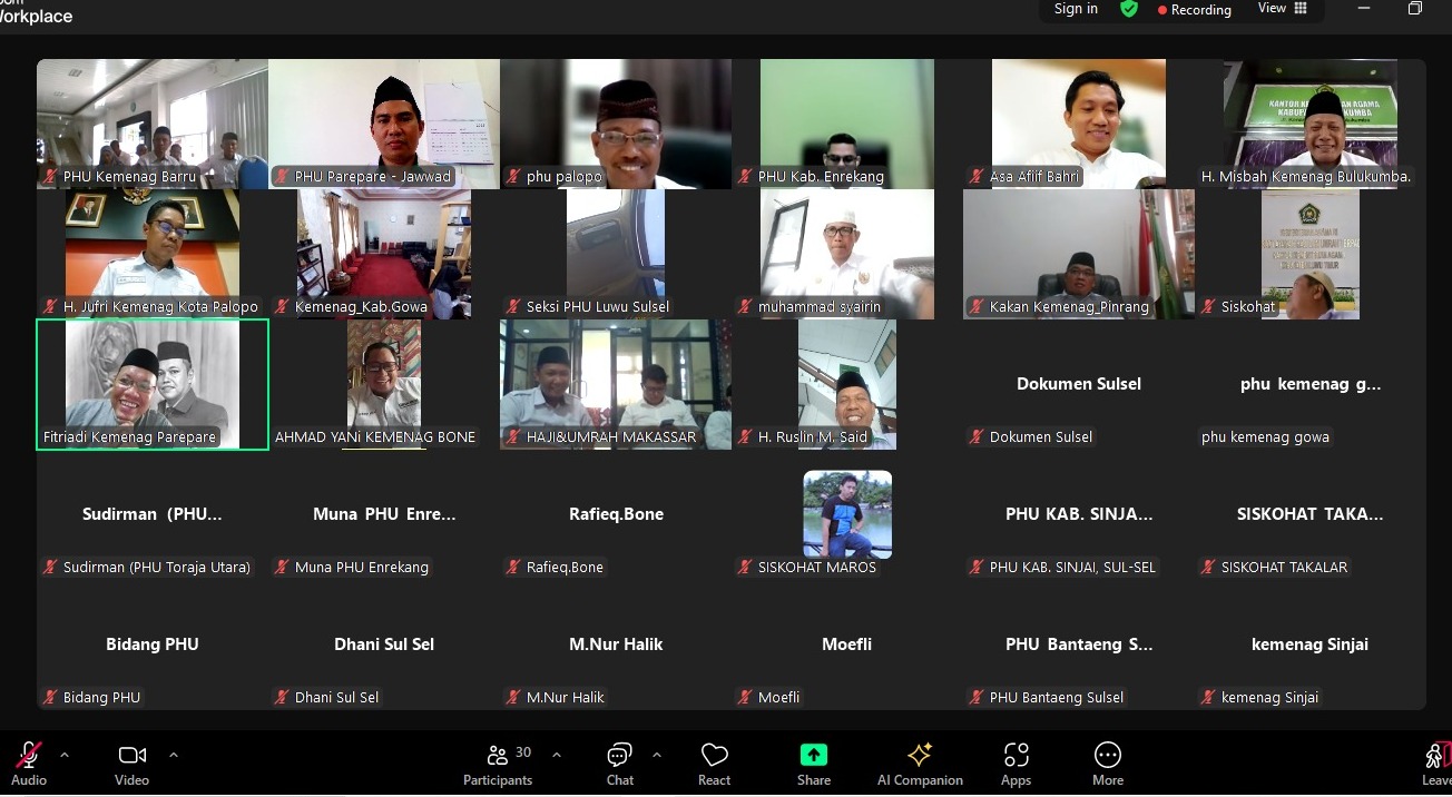 Kakan Kemenag Parepare dan Kasi PHU Ikuti Rapat Evaluasi Pelunasan dan Dokumen Haji