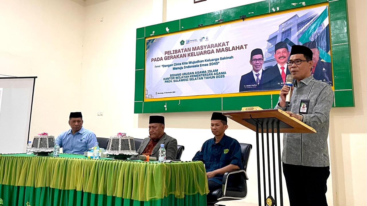 Kabid Urais Kemenag Sulsel Ajak Wujudkan Ketahanan Keluarga Lewat Gerakan Keluarga Maslahat di Bantaeng pada Kamis, 13 November 2025 (Foto: Humas Kemenag Bantaeng)
