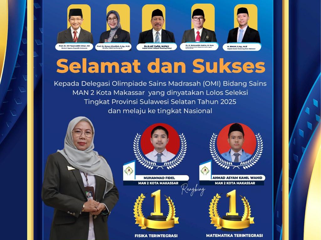 2 Siswa MAN 2 Kota Makassar Berhasil Lolos Tingkat Provinsi dan Melaju ke Tingkat Nasional pada OMI 2025