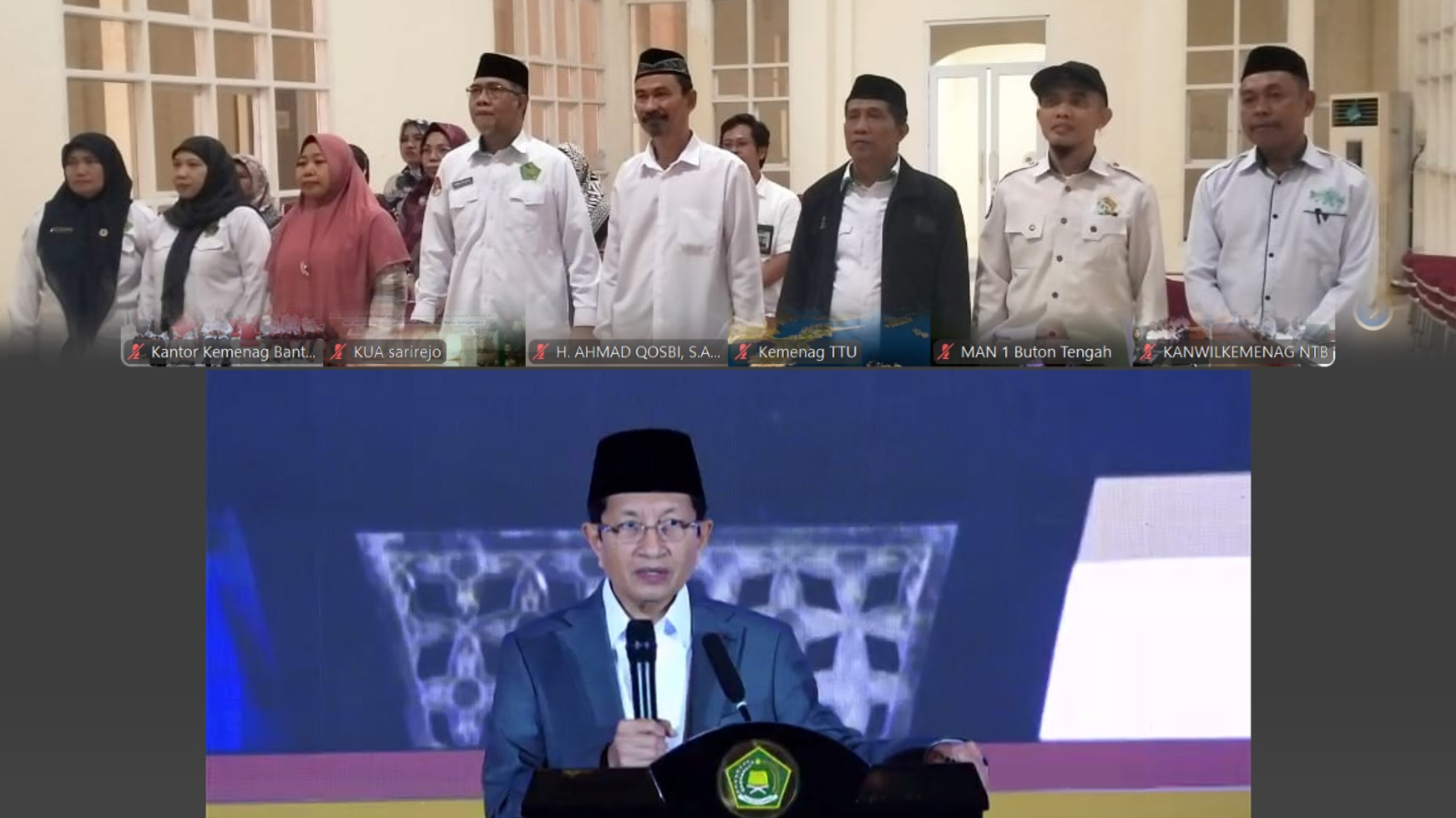 Kemenag Bantaeng Ikuti Zoom Meeting Kick Off dan Launching Logo MQK Internasional ke-1 Tahun 2025 beserta jajaran (Foto: Humas Kemenag Bantaeng)