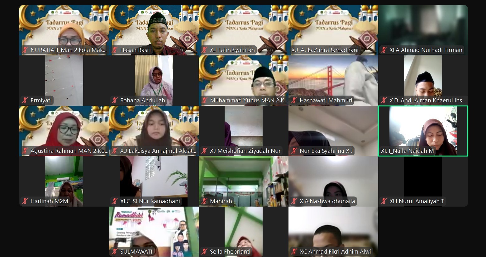 Screen Saat Kegiatan Lantunan Via Zoom