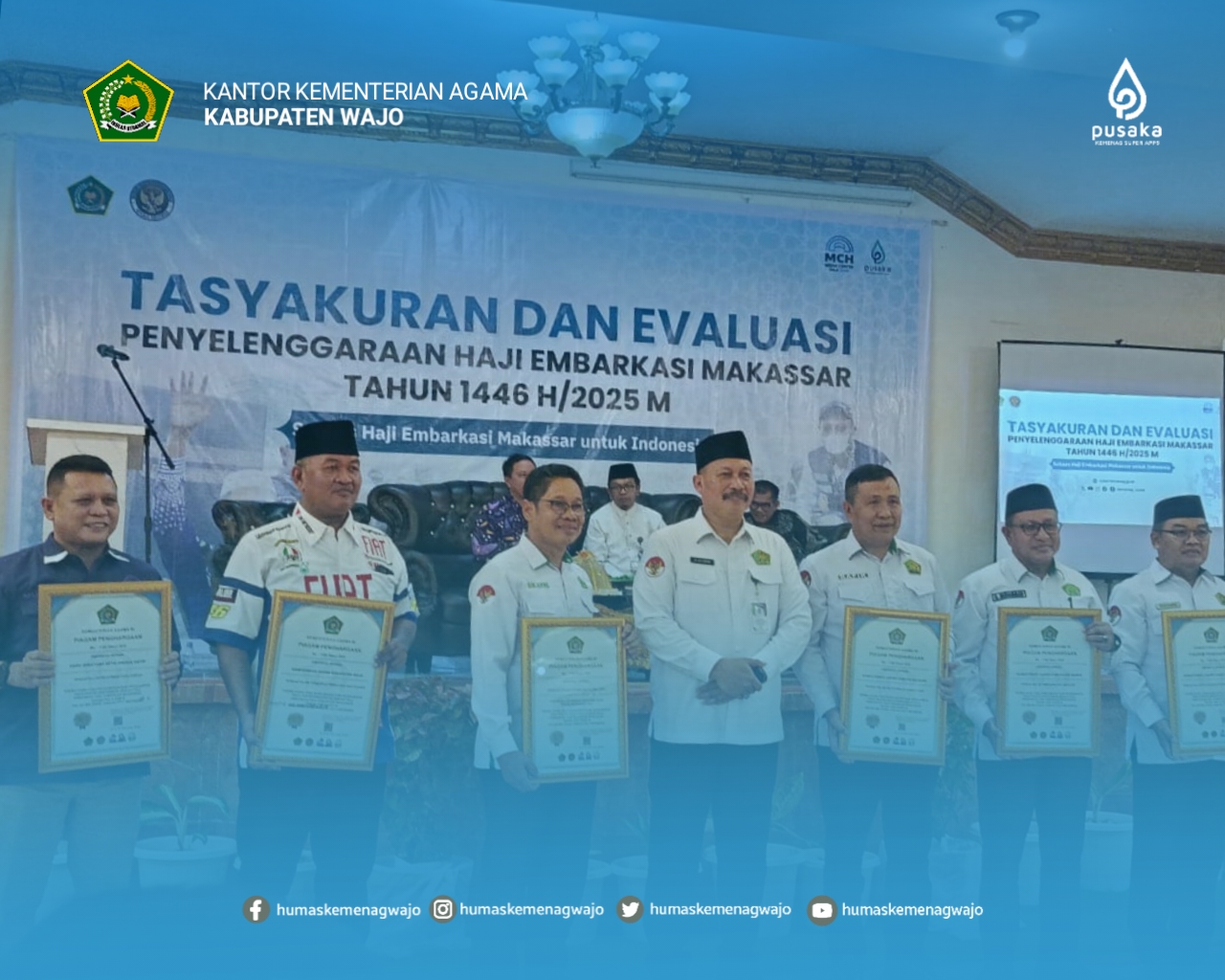 Kemenag Wajo Raih Penghargaan Pembinaan Umrah dan Haji Khusus Terbaik dari Kakanwil Sulsel