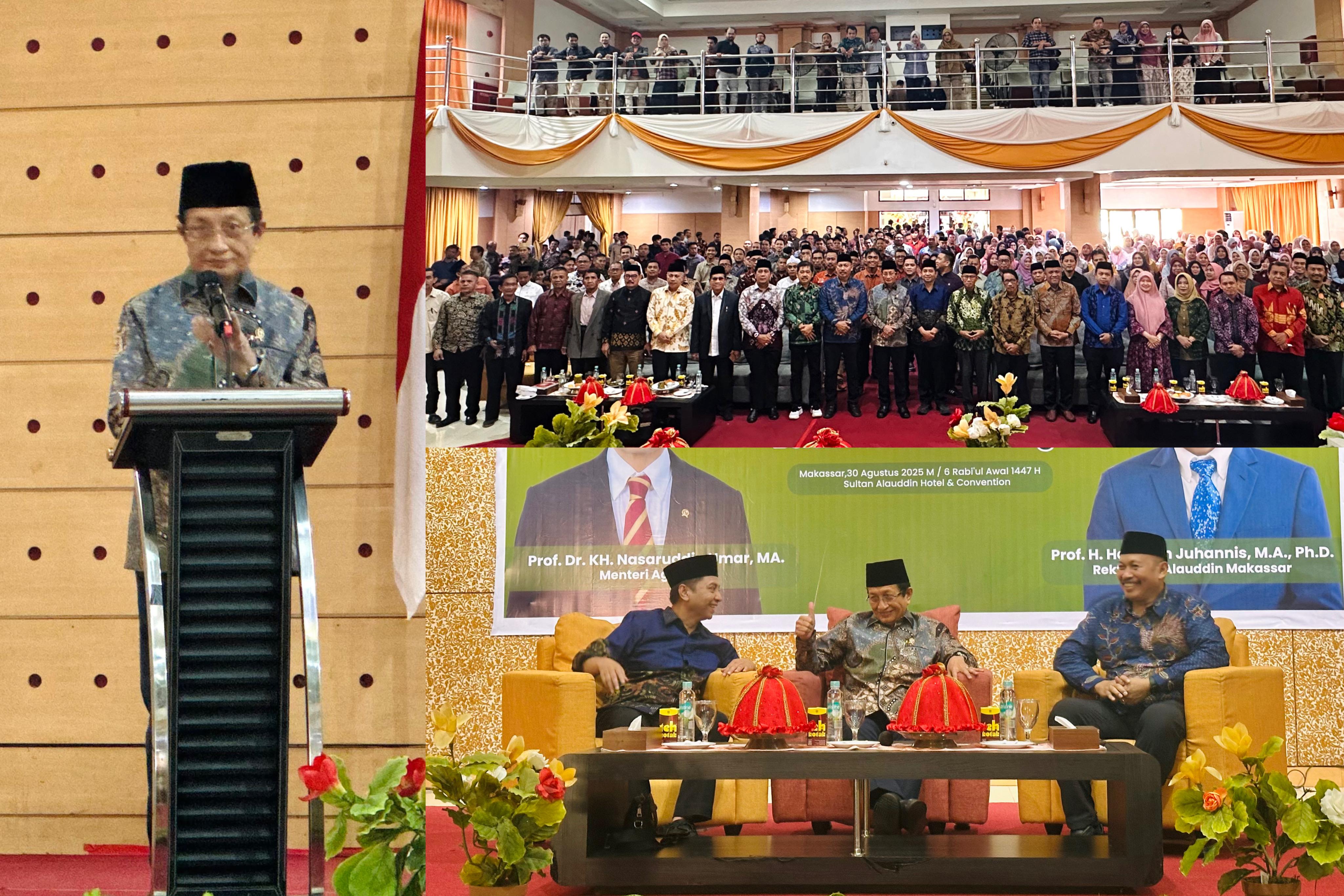 Menag RI Memberikan Materi di Aula Hotel UIN Alauddin Makassar