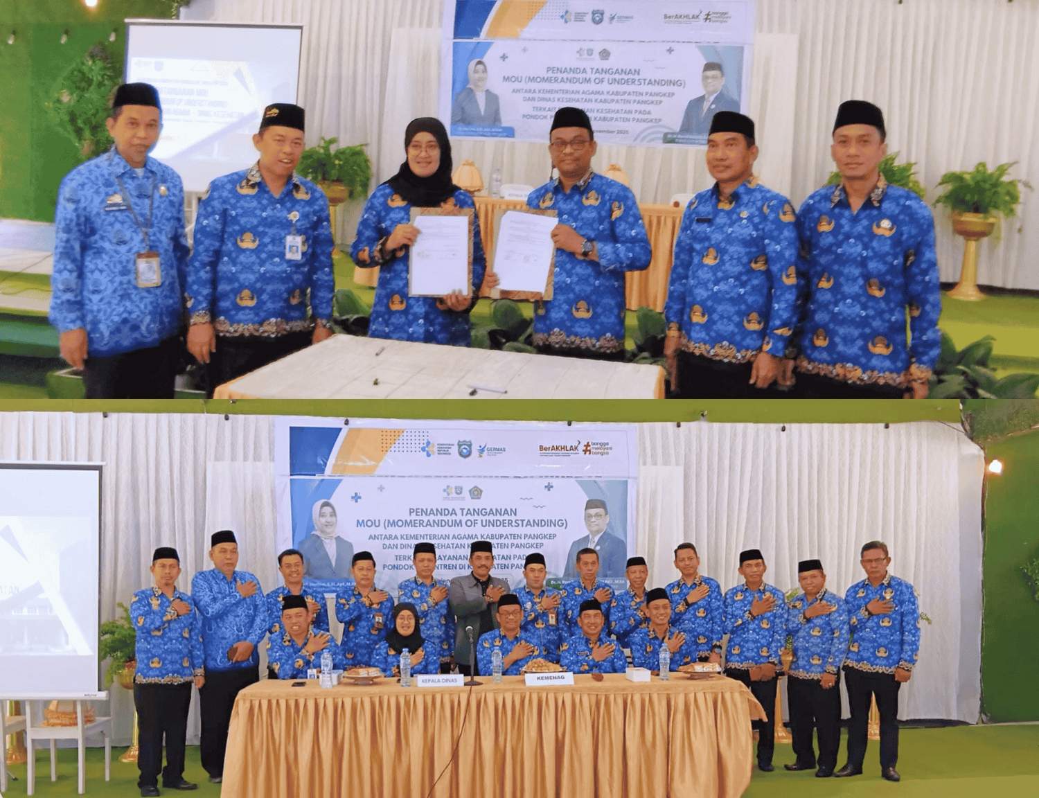 Kemenag Pangkep dan Dinas Kesehatan Pangkep Tanda Tangani MoU Pelayanan Kesehatan Ponpes se-Kabupaten Pangkep