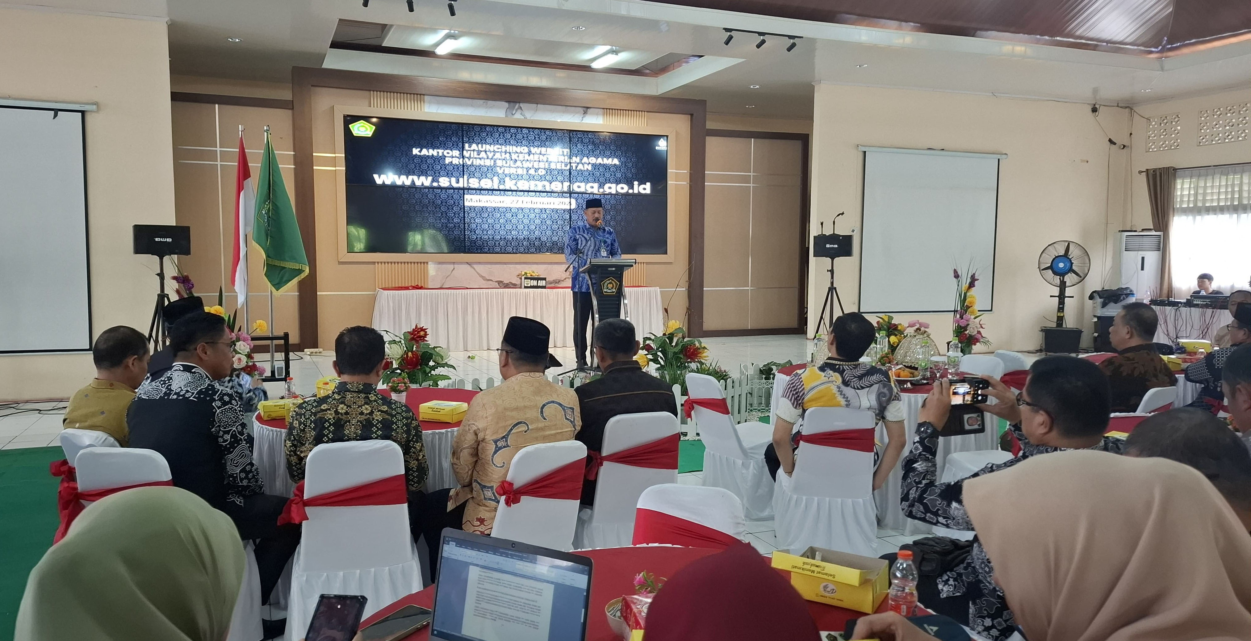 Kakanwil Kemenag Prov. Sulsel H. Ali Yafid Saat Sambutan Di Launching Website Resmi Kemenag Sulsel