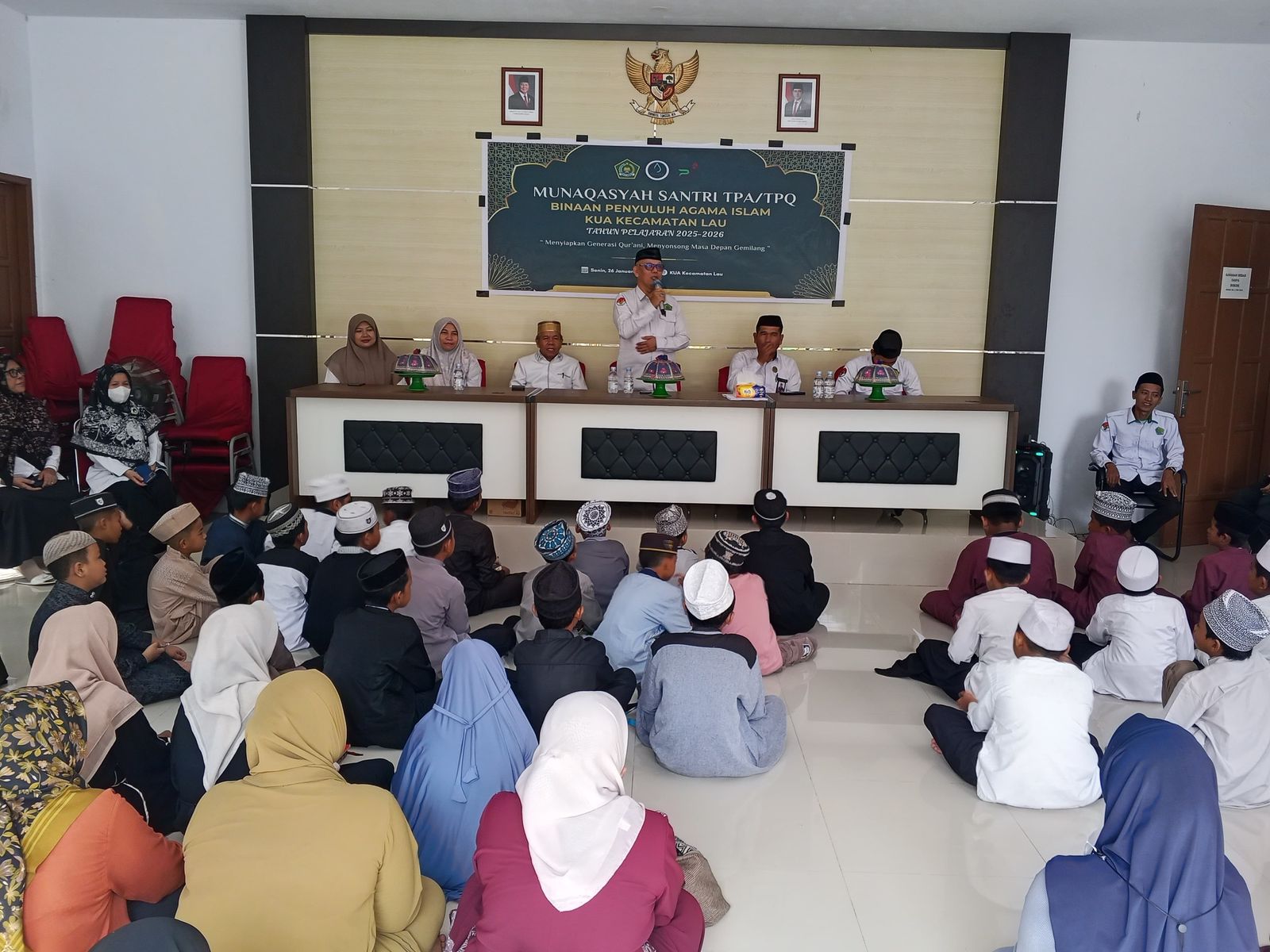 Pembukaan munaqasyah santri TPQ binaan penyuluh agama KUA Lau (foto: ist)