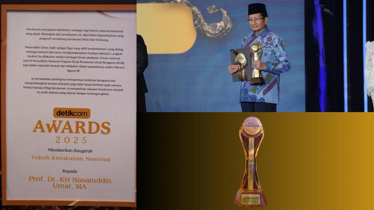 Menag Nasaruddin Umar Dianugerahi sebagai Tokoh Kerukunan Nasional 2025