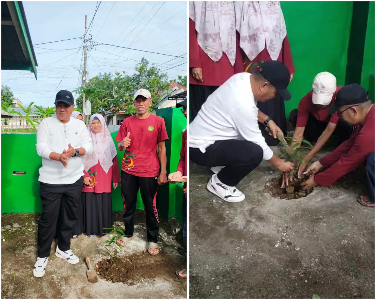 Kakan Kemenag Bone H. Abdul Rafik menanam pohon di halaman KUA Kec. Tanete Riattang Timur