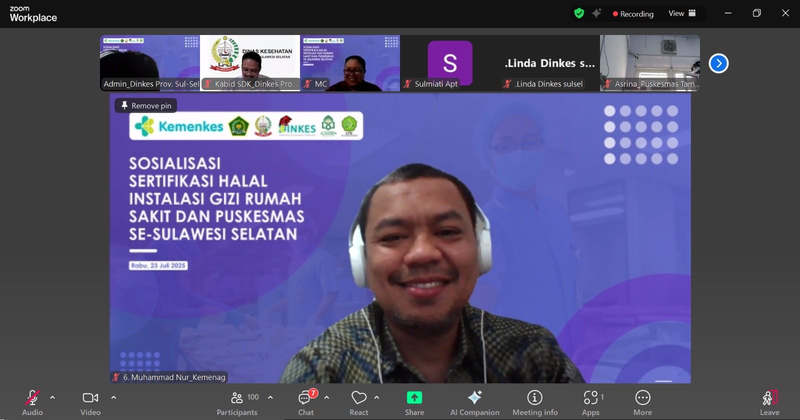 Sosialisasi Sertifikasi Halal Instalasi Gizi RS dan Puskesmas se-Sulawesi Selatan: Upaya Serius Menuju Wajib Halal 2026.