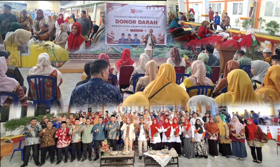 Aksi Donor Darah yang berlangsung di Lapangan Indoor Kemenag Kota Makassar,