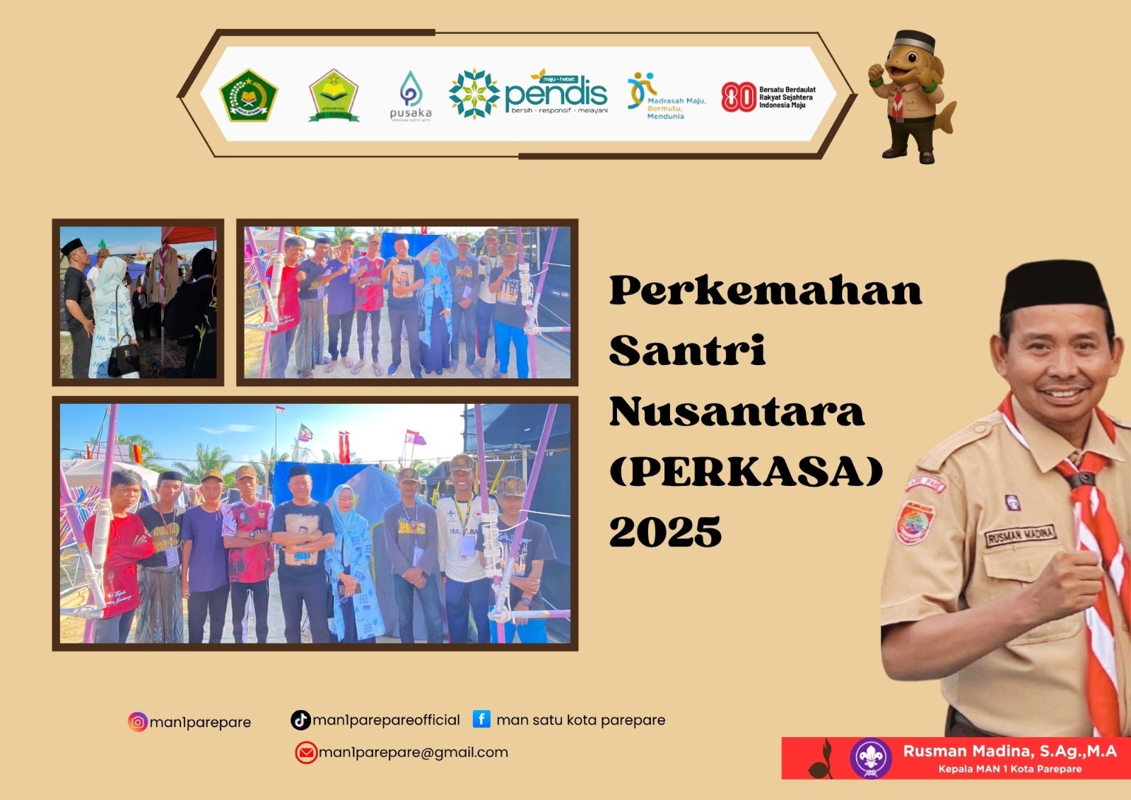 Kakan Kemenag Menyambangi Tenda Perkemahan Pramuka Ambalan Al Ansar MAN 1 Kota Parepare.