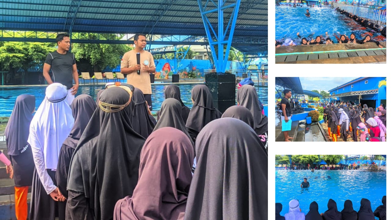 Pelaksanaan outing class renang di Dewi Sri Waterpark MIN 1 Kota Makassar