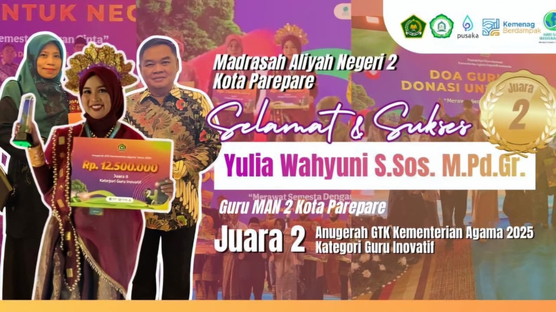Guru MAN 2 Kota Parepare Mengarih Penghargaan AGTK Kemenag 2025
