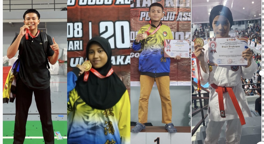 Siswa MtsN 2 Kota Makassar dalam ajang Kejuaraan Karate Goju Ass Open Tournament dan Festival Piala Bergilir Gubernur Sulawesi Selatan serta Piala Tetap Ketua Umum PB Goju Ass