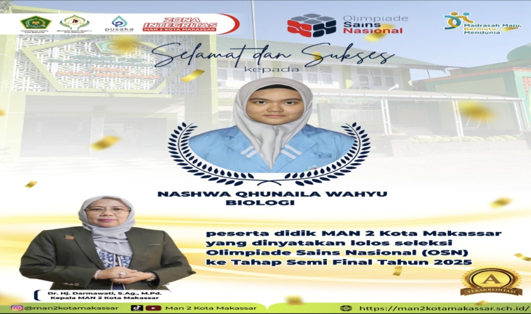 Siswa MAN 2 Kota Makassar Lolos OSN Tingkat Nasional 2025