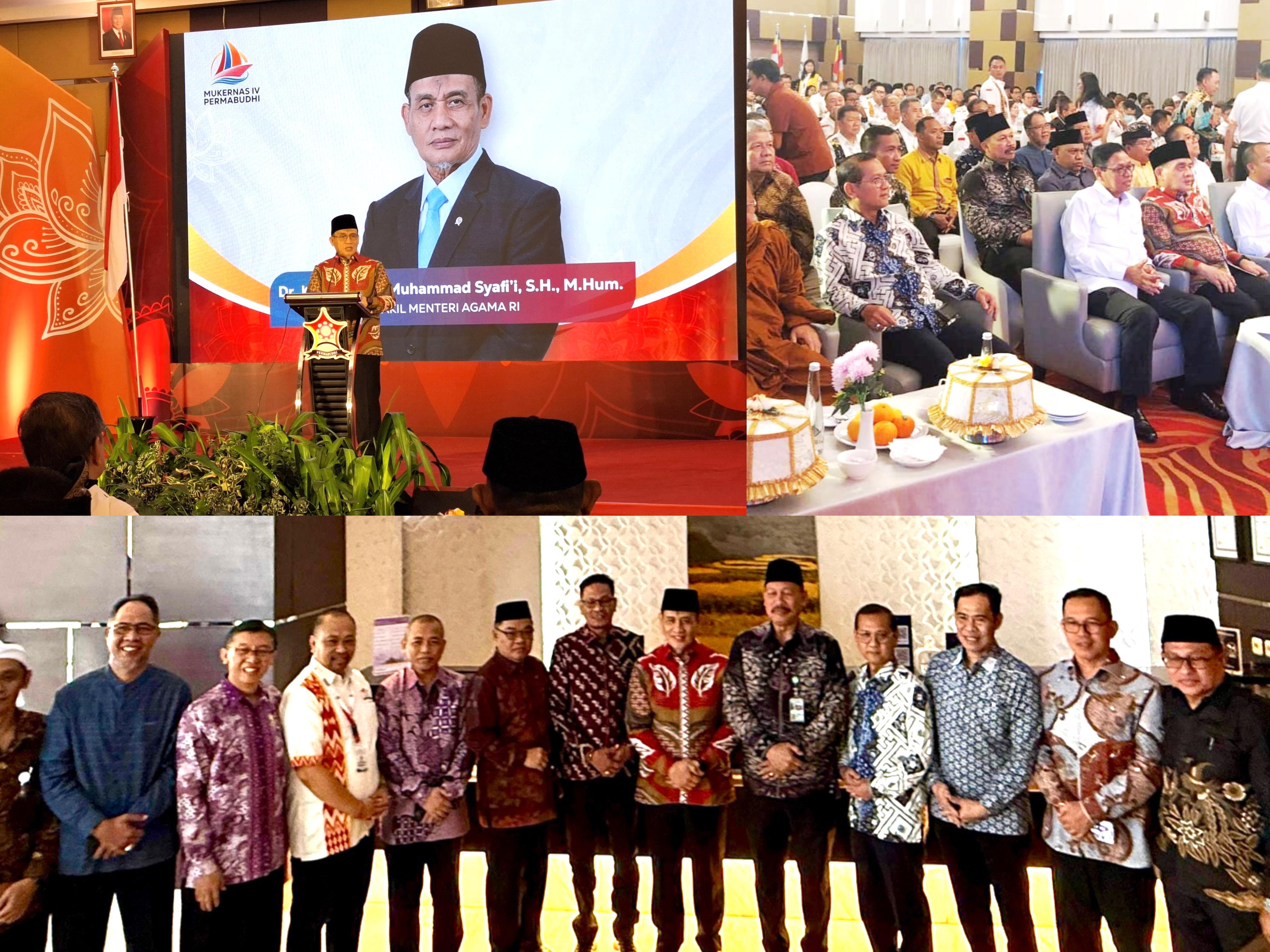 Kakanwil Kemenag Sulsel H. Ali Yafid mendampingi Wamenag RI di Mukernas IV Permabudhi  di Makassar