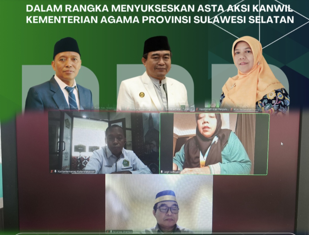 Saat pelaksanaan kegiatan melalui virtual Zoom dibuka secara resmi oleh Kakankemenag Kota Makassar