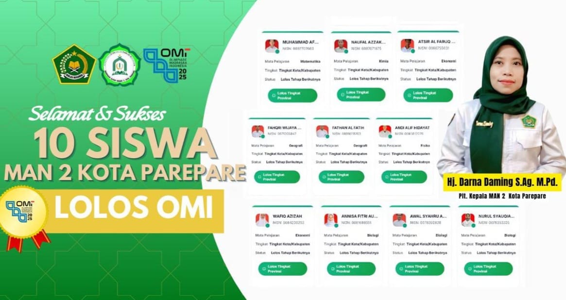 Sepuluh Siswa MAN 2 Kota Parepare Lolos ke OMI Tingkat Provinsi
