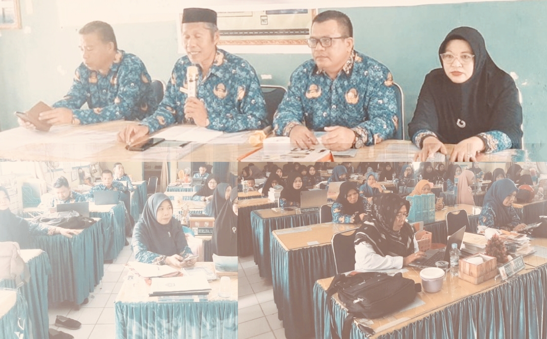 H. Muslimin, Kepala MAN 2 Bone didampingi seluruh Wakamad, pimpin Rapat Penaikan Kelas dan Pembagian Tugas Tahun Pelajaran 2025/2026.