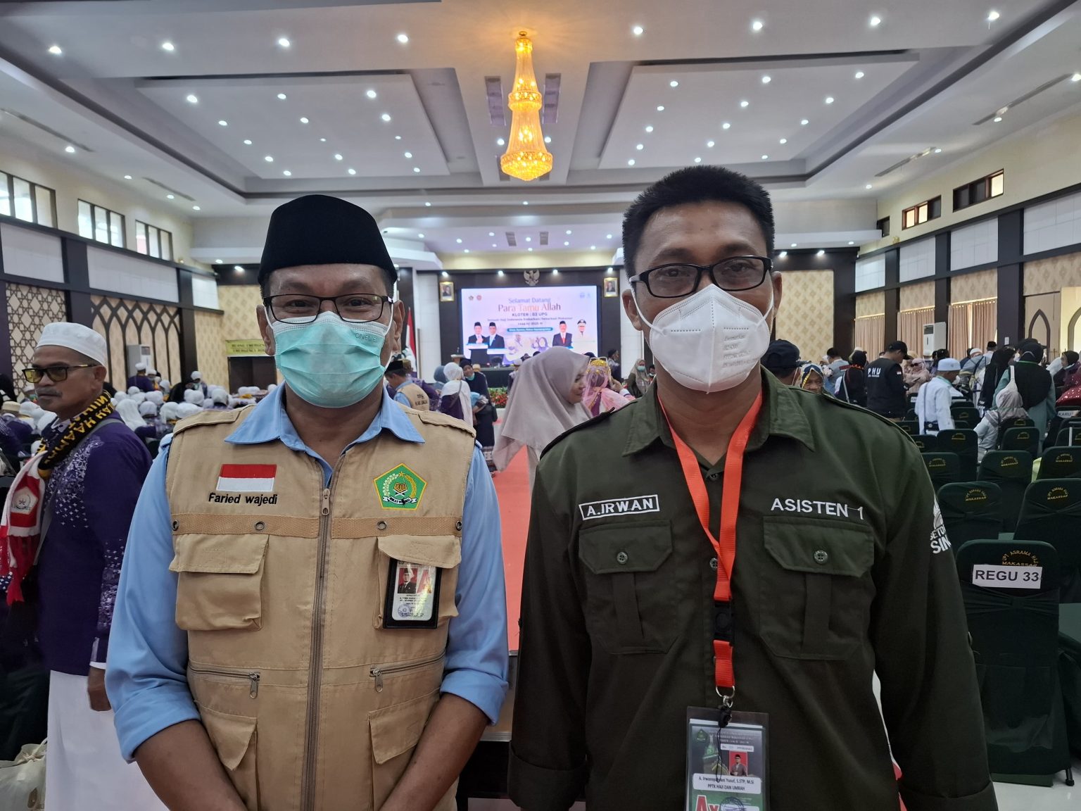Faried Wajedi Imbau Keluarga Jemaah Haji untuk menggunakan Masker saat penjemputan di Asram Haji Sudiang Makassar