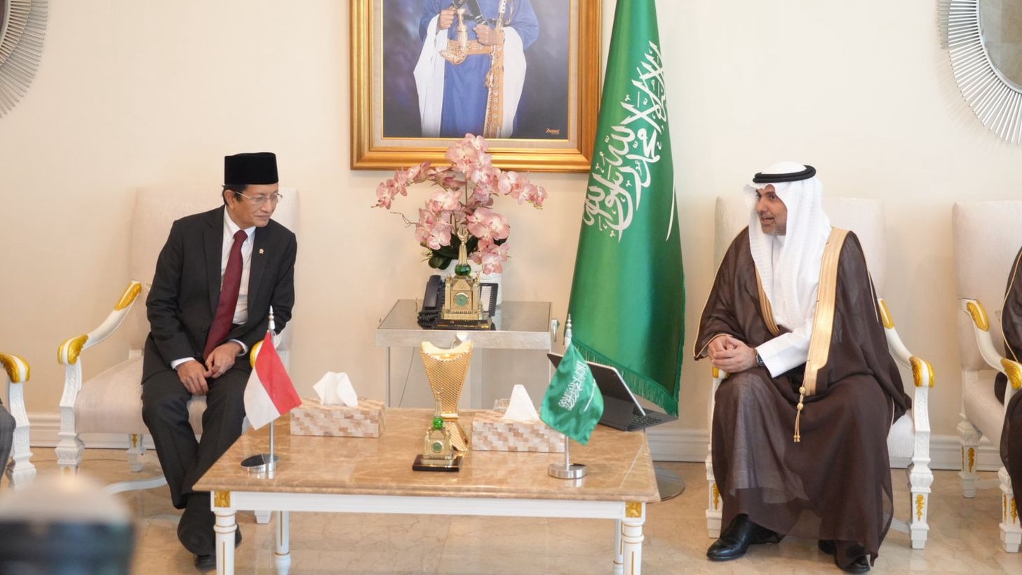 Menag temui Menteri Kesehatan Arab Saudi, Fahad Abdulrahman Al-Jalajel di Rumah Dinas Duta Besar Arab Saudi di Jakarta