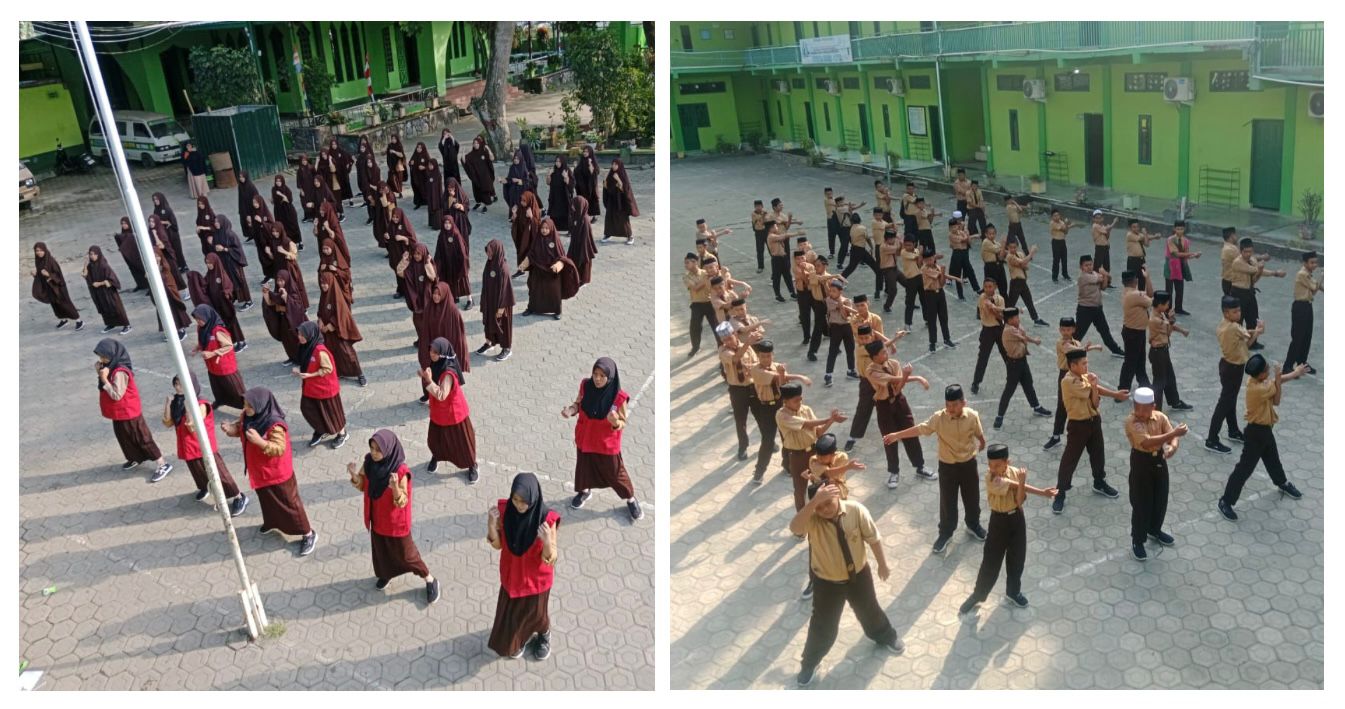 Senam Jumat Sehat Bersama PMR Madya MTs/PP Tassbeh Baitul Qur’an