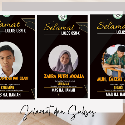 Seleksi Ketat, MA Hj Haniah Loloskan 3 Siswa di Olimpiade Sains Tingkat Kabupaten