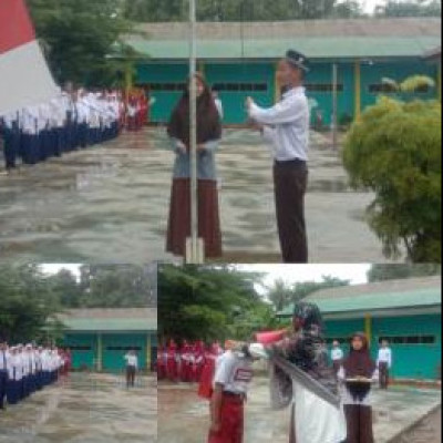 Pelaksanaan  Upacara Hari Pertama sekolah  MTs Nashrul Haq pajalele 
