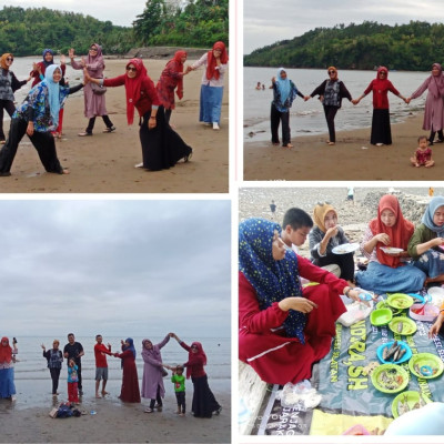 Keluarga MTs Guppi Lembanna Refreshing Bersama di Pantai