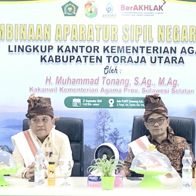 Pembinaan ASN Kemenag Toraja Utara : Pjs Bupati dan Kakanwil Kompak Suarakan Pilkada Damai