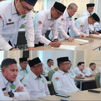 Kakan Kemenag Kab. Barru Hadiri Rakor dan Penandatanganan Pakta Integritas Rekrutmen PPIH Tahun 1446H/2025M