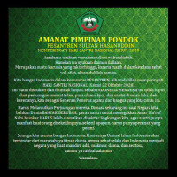 Amanat Pimpinan Pondok Pesantren Sultan Hasanuddin Memperingati Hari Santri Nasional Tahun 2020